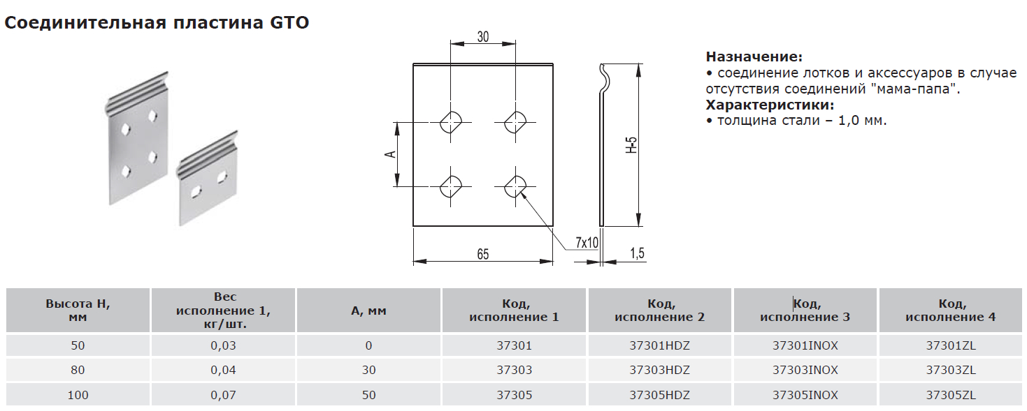 Купить Пластина крепежная ДКС Пластина крепежная GTO H100 (37305 ...
