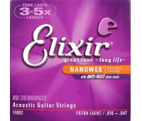 Струны для акустической гитары Extra Light ELIXIR 11002 NanoWeb
