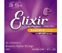 Струны для акустической гитары Custom Light ELIXIR 11027 NanoWeb