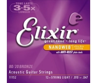 Струны для 12-струнной акустической гитары Light ELIXIR 11152 NanoWeb