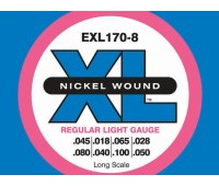 Струны для 8 струнного баса, Soft 45-100,long DAddario EXL-170-8