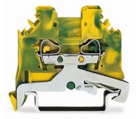 Клемма проходная на DIN-рейку с заземлением WAGO WAGO 280-107 клемма 2-х проводная зеленая