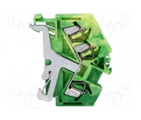 Клемма проводная проходная на DIN-рейку WAGO WAGO 280-637 клемма 3-проводная угловая, желто-зеленая