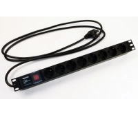 Блок розеток для 19" шкафов Hyperline SHE19-8SH-S-2.5EU