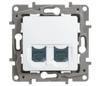 Розетка Legrand Розетка 5e, UTP, 2хRJ45, 2 модуля ETIKA, белая (672255)