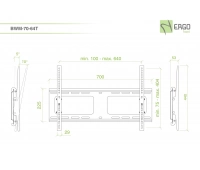 Настенное наклонное крепление для дисплея ErgoFount BWM-70-64T