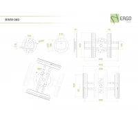 Настенное крепление для дисплея диагональю 37–70с вращением на 360°, макс. нагрузка 50 кг, черное ErgoFount BWM-360