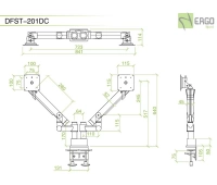 Настольное шарнирное крепление для 2 мониторов ErgoFount DFST-201DC