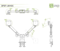 Настольное шарнирное крепление для 2 мониторов ErgoFount DFST-201DC