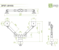Настольное шарнирное крепление для 2 мониторов ErgoFount DFST-201DG