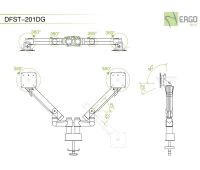 Настольное шарнирное крепление для 2 мониторов ErgoFount DFST-201DG