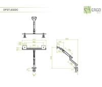 Настольное шарнирное крепление для 2 мониторов ErgoFount DFST-202DC