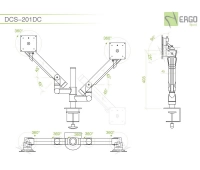 Настольное шарнирное крепление для 2 мониторов ErgoFount DCS-201DC