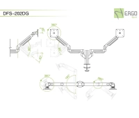 Настольное шарнирное крепление для 2 мониторов ErgoFount DFS-202DG