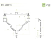 Настольное шарнирное крепление для 2 мониторов ErgoFount DFS-202DVG