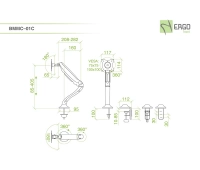 Настольное шарнирное крепление для монитора ErgoFount BMMC-01C