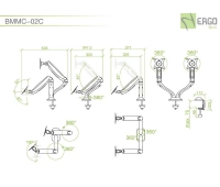 Настольное шарнирное крепление для 2 мониторов ErgoFount BMMC-02C