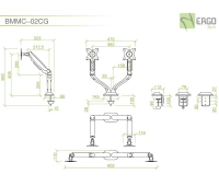Настольное шарнирное крепление для 2 мониторов ErgoFount BMMC-02CG