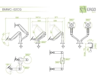 Настольное шарнирное крепление для 2 мониторов ErgoFount BMMC-02CG