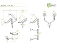 Настольное шарнирное крепление для 2 мониторов ErgoFount BMMC-02CU