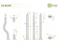 Вертикальный металлический гибкий кабель-канал ErgoFount CS-BLACK