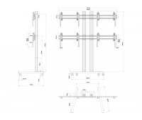 Напольный мобильный стенд для видеостены Vogels FT2264 Silver