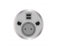 Встраиваемая розетка серии Port El для монтажа в стол с разъемами 2xUSB ABL 2F210120