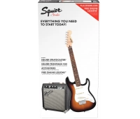 Комплект: электрогитара (санберст) + комбо Fender Squier Stratocaster® Pack, Laurel Fingerboard, Brown Sunburst, Gig Bag