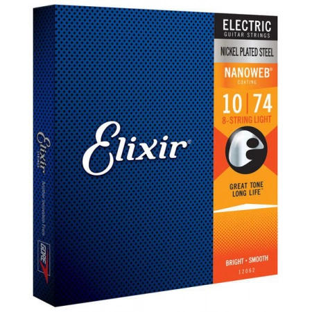 Струны для 8-ми струнной электрогитары Light ELIXIR 12062 NanoWeb