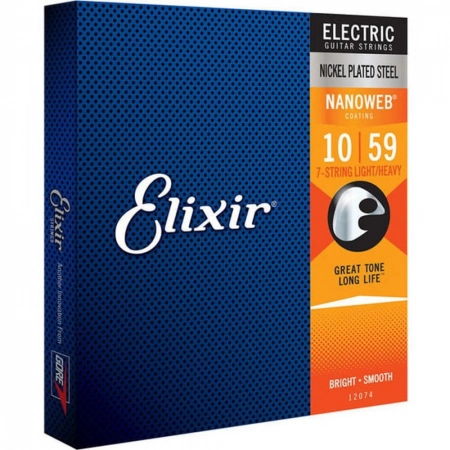 Струны для 7-ми струнной электрогитары Light/Heavy ELIXIR 12074 NanoWeb