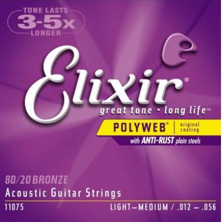 Струны для акустической гитары Light-Medium ELIXIR 11075 PolyWeb