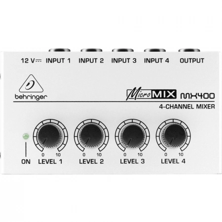 4-канальный малошумящий компактный линейный микшер Behringer MX-400