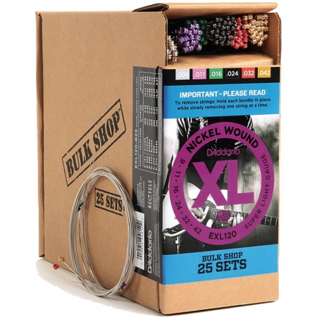 25 комплектов струн D`Addario EXL120-B25  Bulk Shop