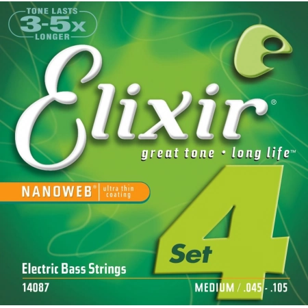 Струны для бас-гитары ELIXIR 14087 NanoWeb