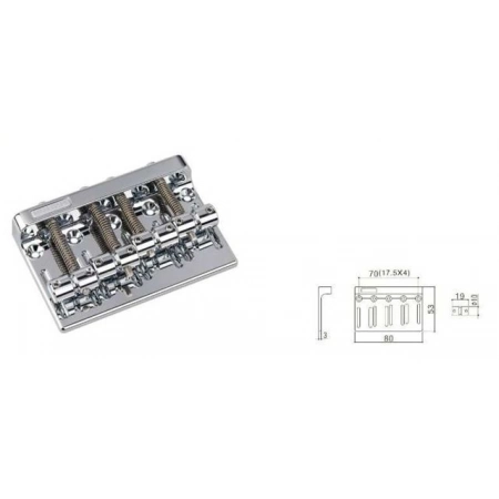 Бридж для 4-струнной бас гитары GOTOH 201B-4-CK