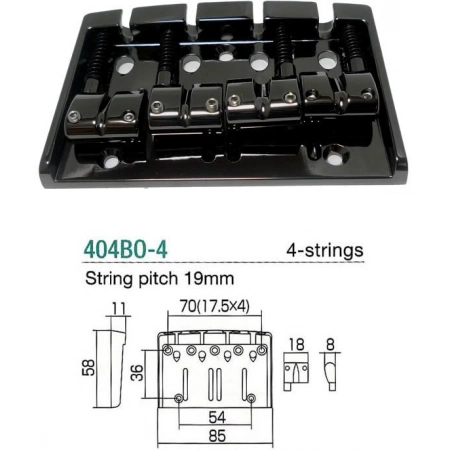 Бридж для 4-струнной бас гитары GOTOH 404BO-4-B