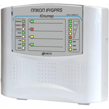 Прибор приемно-контрольный охранно-пожарный Элеста Юпитер-1431 (4 IP/GPRS), пластик