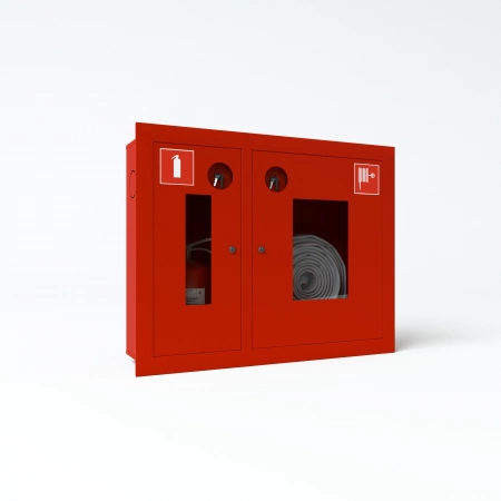 Шкаф пожарный встроенный со стеклом красный ТОИР-М Ш-ПК-О-002ВОК (ПК-315ВОК) лев.