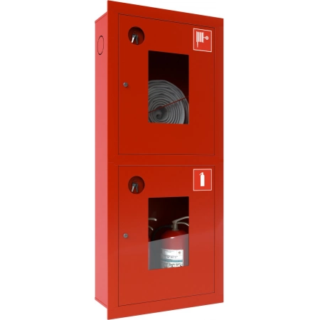 Шкаф пожарный встроенный со стеклом красный ТОИР-М Ш-ПК О-003ВОК (ПК-320ВОК)