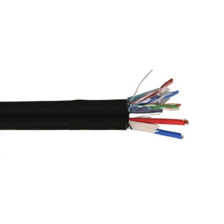 Кабель симметричный (витая пара) с кабелем питания 2x0,75, черный ITK F/UTP 4х2х24AWG кат.5E LDPE (LC3-C5E04-379)