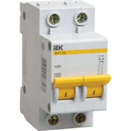 Автоматический выключатель IEK ВА47-29 2P 2А 4,5кА (MVA20-2-002-C)