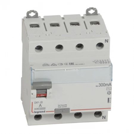 Выключатель дифференциального тока Legrand ВДТ DX3 4П 40А AC 300мА N справа (411723)