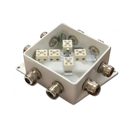 Коробка монтажная огнестойкая Гефест КМ-О (10к*6,0)-IP66-120х120, четыре ввода