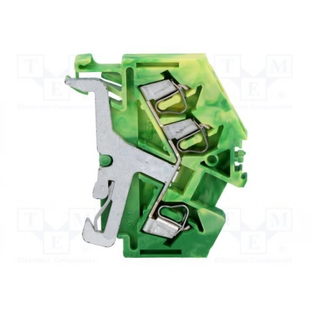 Клемма проводная проходная на DIN-рейку WAGO WAGO 280-637 клемма 3-проводная угловая, желто-зеленая