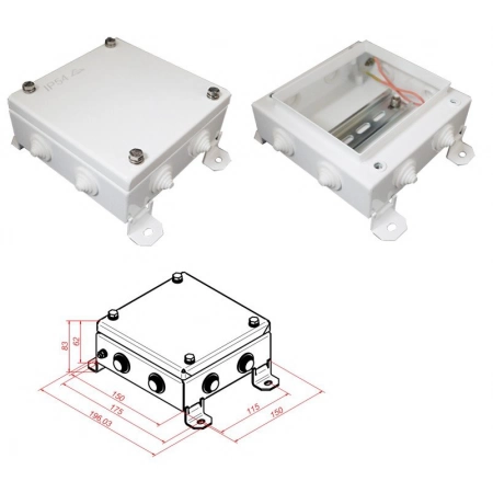 Коробка монтажная электротехническая Гефест КМ IP54-1515, 8 вводов