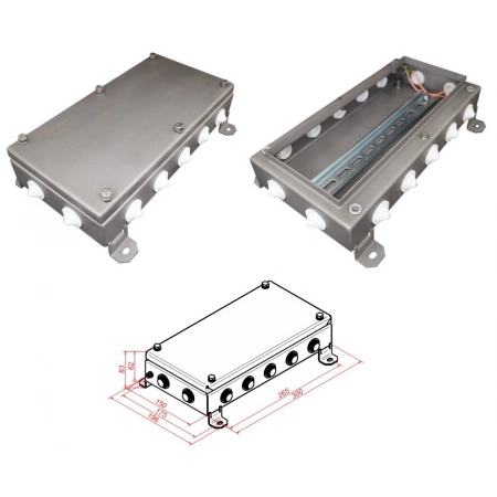 Коробка монтажная электротехническая Гефест КМ IP54-1530, 14 вводов, нержавейка