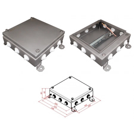 Коробка монтажная электротехническая Гефест КМ IP54-2020, 12 вводов, нержавейка