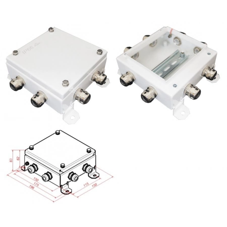 Коробка монтажная электротехническая Гефест КМ IP66-1515, 8 вводов