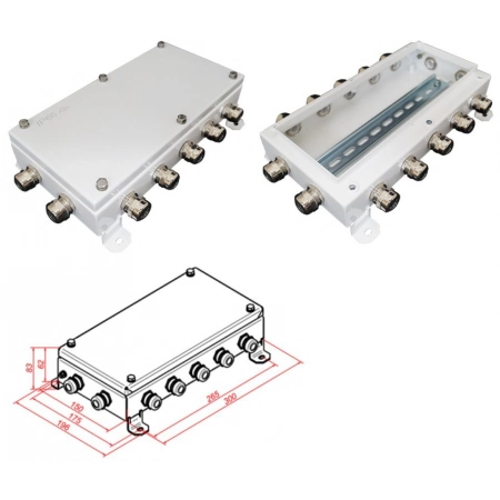 Коробка монтажная электротехническая Гефест КМ IP66-1530, 14 вводов