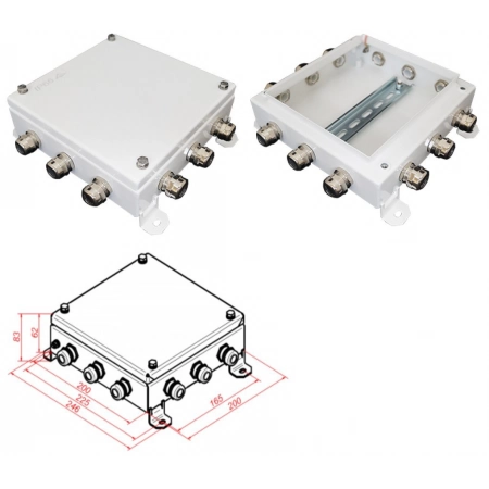 Коробка монтажная электротехническая Гефест КМ IP66-2020, 12 вводов